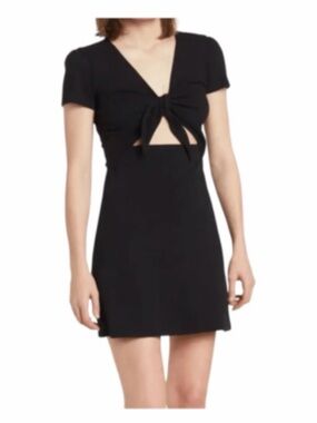 bp Black Tie-Front Cutout Mini Dress M